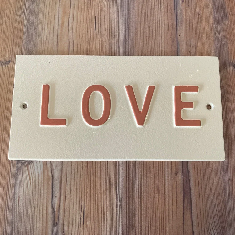 Hearth & Hand Magnolia LOVE Wall Decor Art Plate Sign Home Décor White Pink